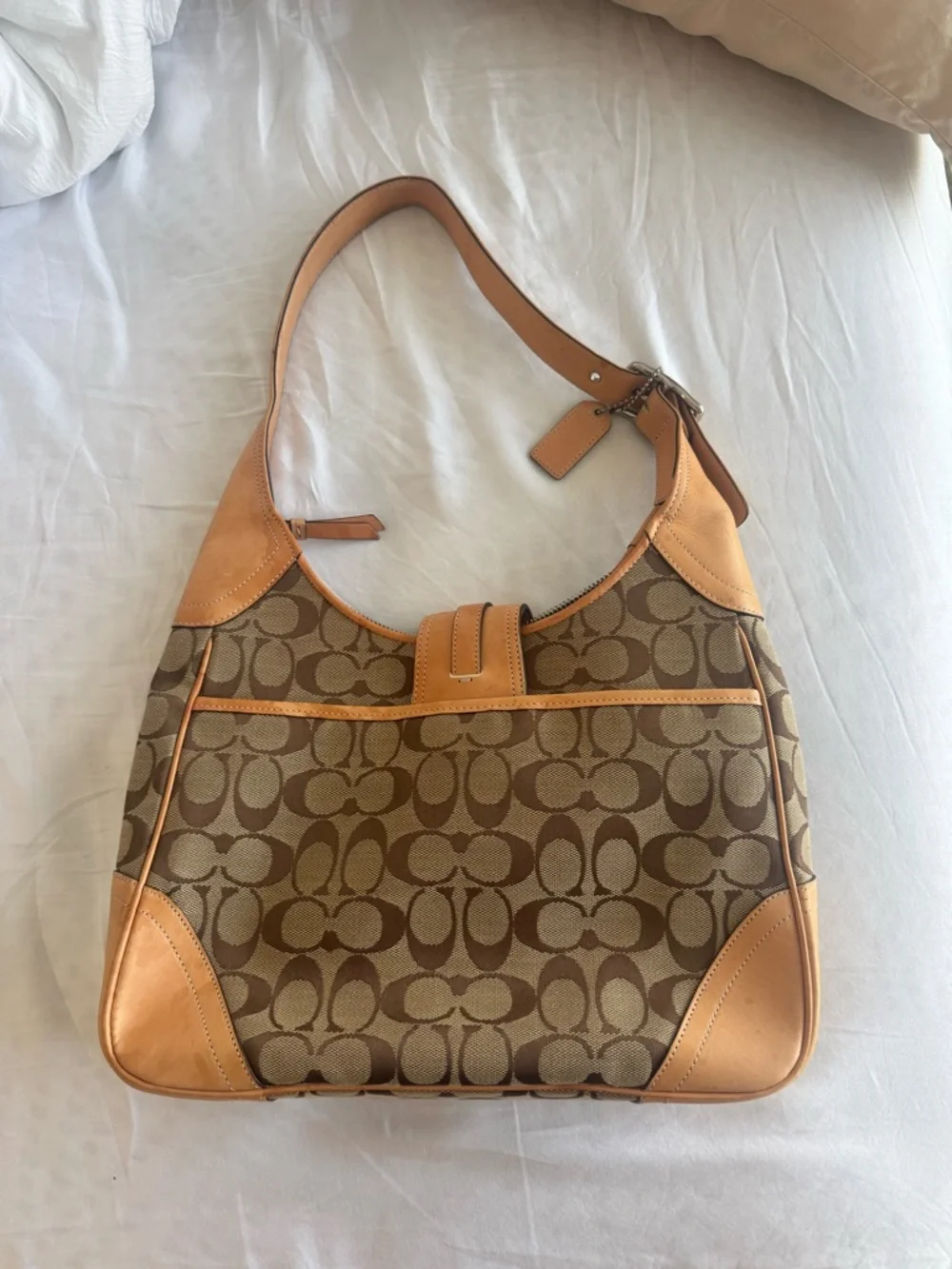 Coach Vintage Monogram Shoulder Bag in Brown and Tan Leather - Picture 2 of 4